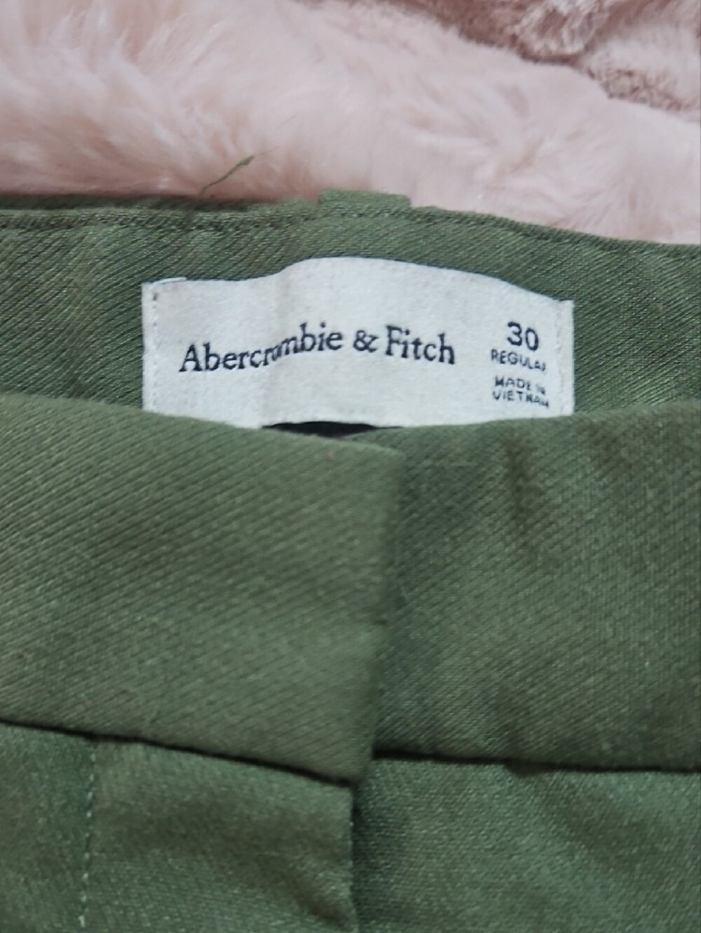 Abercrombie & Fitch Olive Green Straight-Leg Trousers - Picture 3 of 4